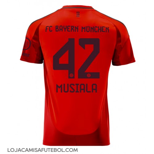Camisa de Futebol Bayern Munich Jamal Musiala #42 Equipamento Principal 2024-25 Manga Curta